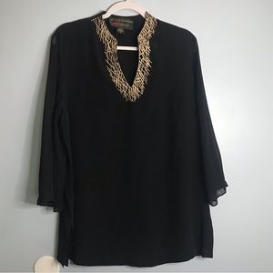 Vintage Bonnie Roseman Silk Tunic Top SZ 14